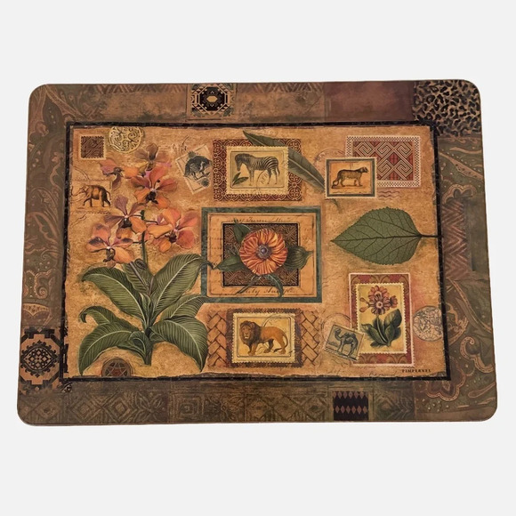 Pimpernel Lunch Placemats African Theme Cork Backed Set of Four Animal Safari - Picture 1 of 9